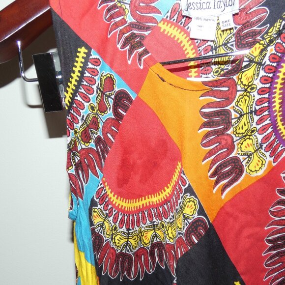 NWT Jessica Taylor Multicolor Rayon Sleeveless Tank Dress Handkerchief One Size - Picture 7 of 7